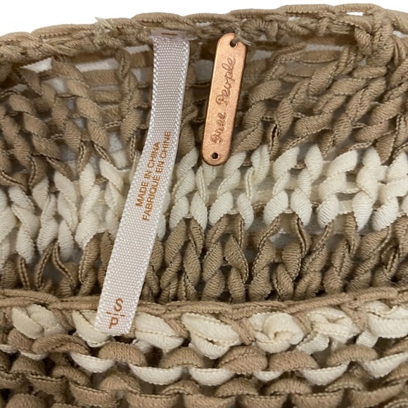 Free People Taupe Beige Gray Ivory Striped Open Loose Knit Sweater, Size Small - Picture 11 of 11